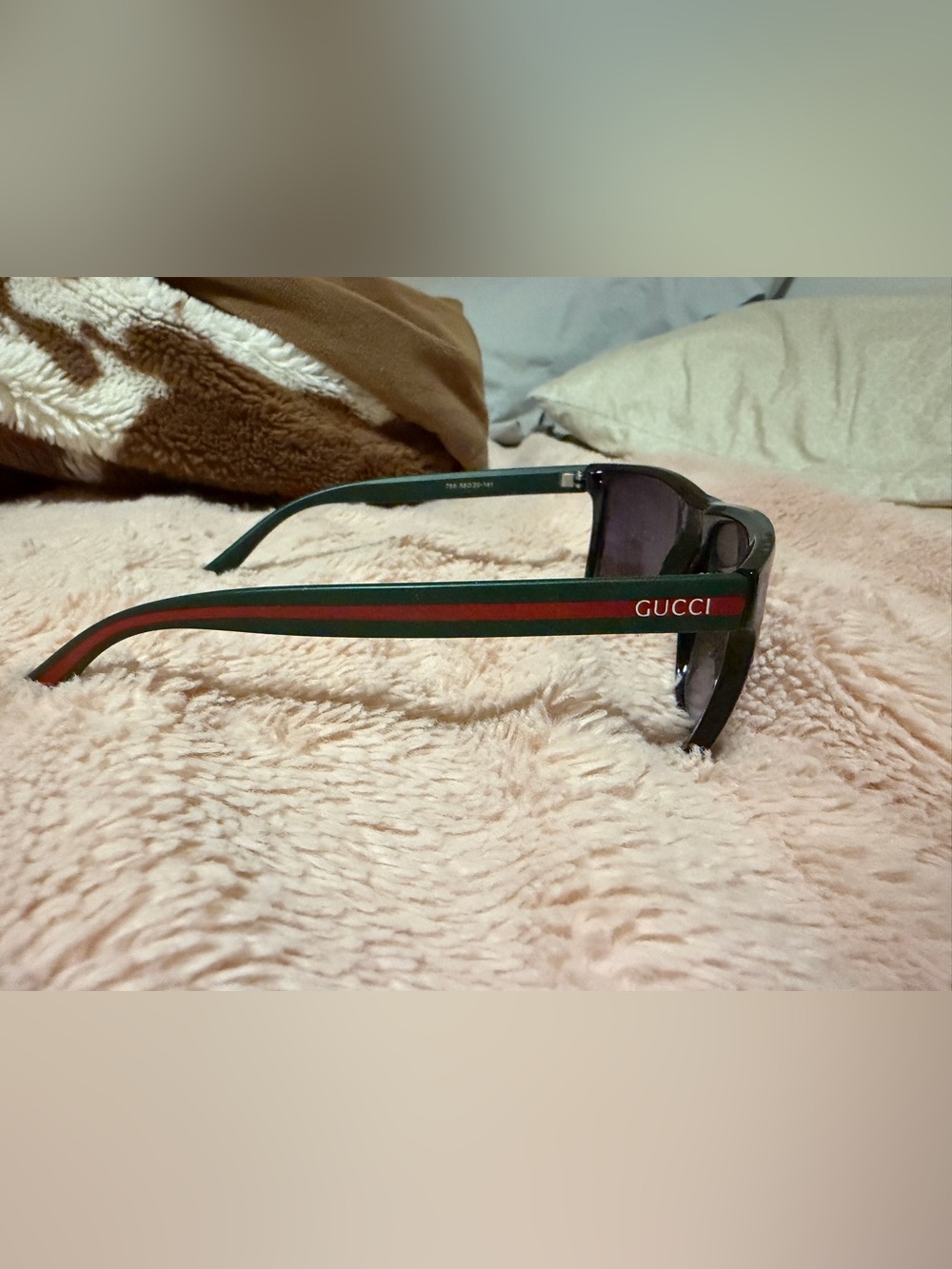 Sunglasses Black Frame with Green and Red Stripe Temples